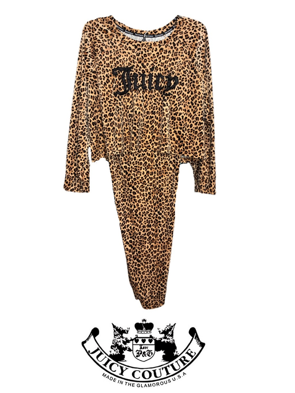 NEW Juicy Couture Leopard Velvet 2-Piece Loungewear Set